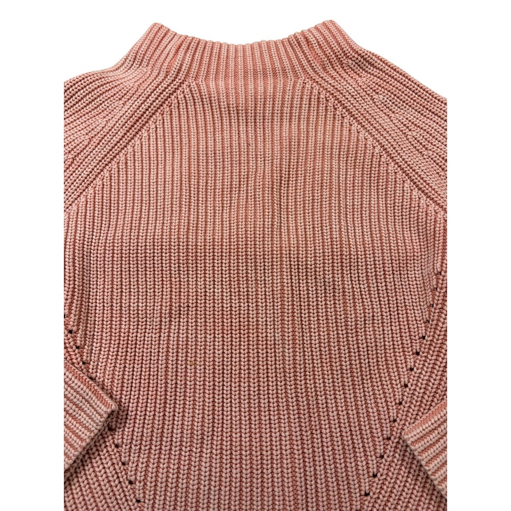 DemyLee New York Daphne Washed Cotton Salmon Pink Shaker Knit Mock Neck S